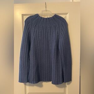 Frances Valentine Ribbed Funnel Neck Sweater in Deep Blue